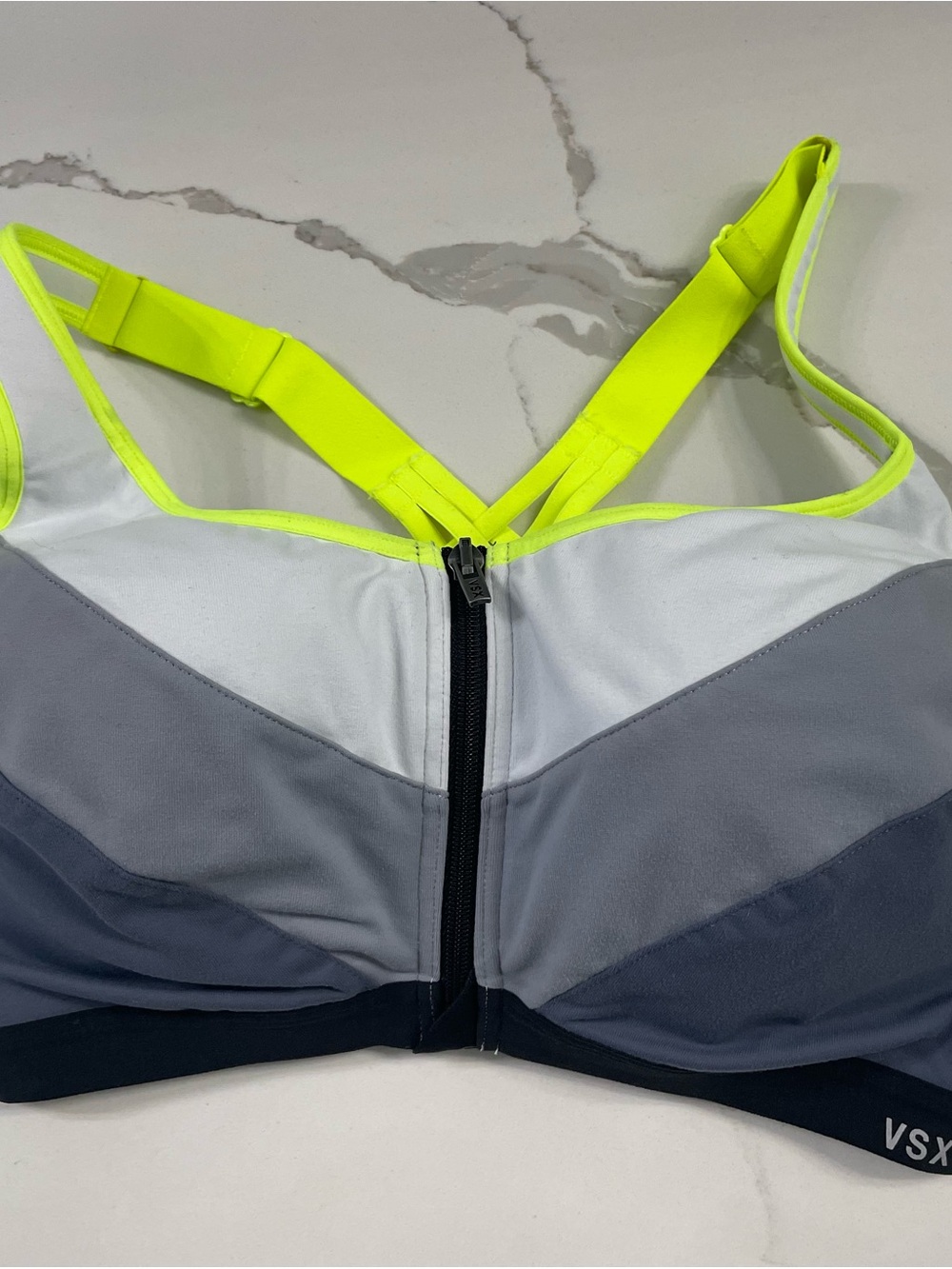 VSX Sport Neon Yellow and Gray Front-Zip Active Bra